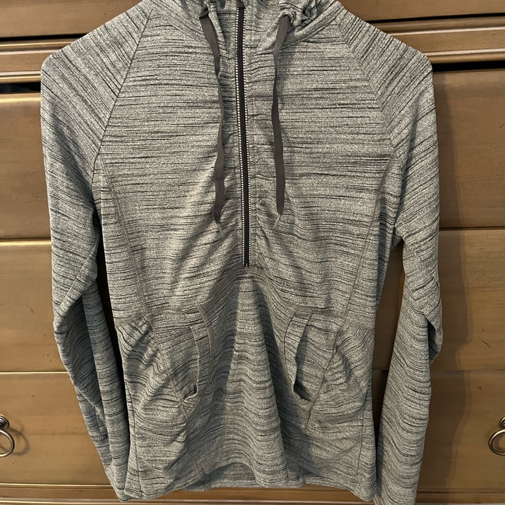 Athleta Heather Gray Half Zip Women's Top with hood